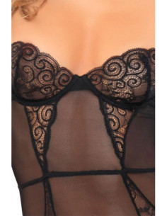 SLAY WITH ME LACE TEDDY BLACK, M/L
