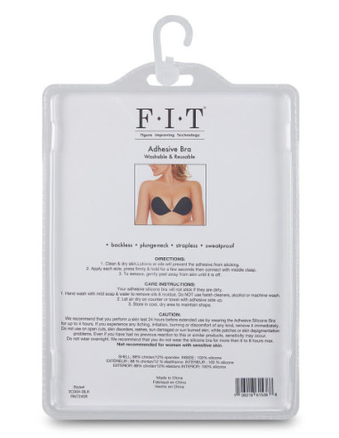 FIT CLOTH ADHESIVE SILICONE BRA BLACK CUP B