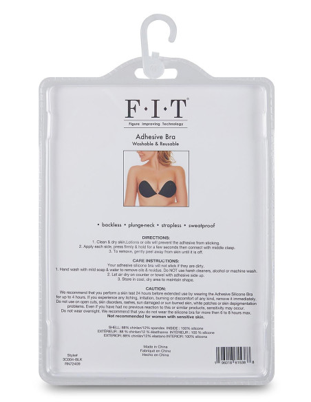 FIT CLOTH ADHESIVE SILICONE BRA BLACK CUP B