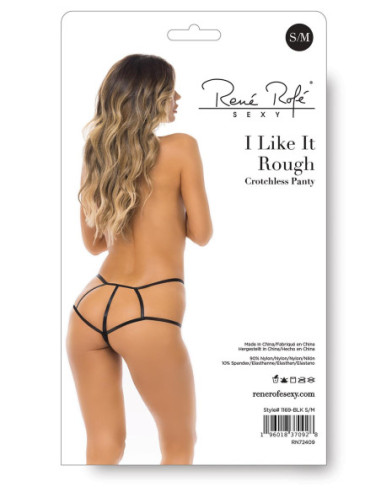 I LIKE IT ROUGH CROTCHLESS PANTY BLACK, M/L