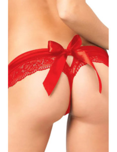 CROTCHLESS LACE BOW-BACK PANTY RED, S/M 2