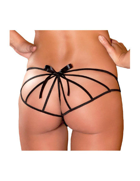CROTCHLESS CAGE BACK BOYSHORT BLACK, M/L