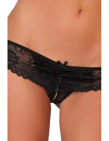 CROTCHLESS LACE BOYSHORT BLACK, S/M