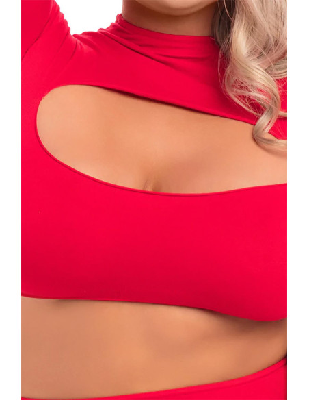 STOP & STARE 2PC SKIRT SET RED, 3XL/4XL