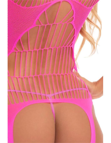 FLIGHT RISK SHEER BODYSTOCKING PINK, OS