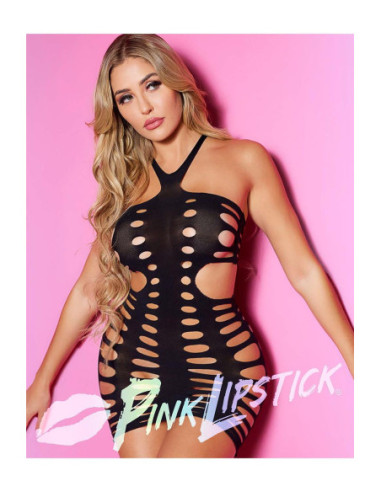 TALKING SIDES HALTER DRESS BLACK, OS