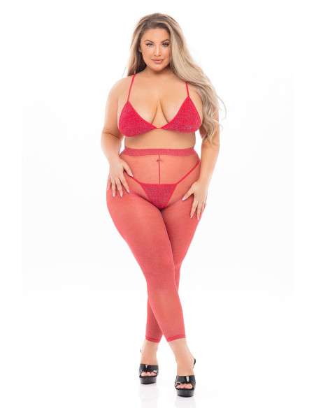 TALL ORDER 3PC LEGGING SET RED, PLUS SIZE