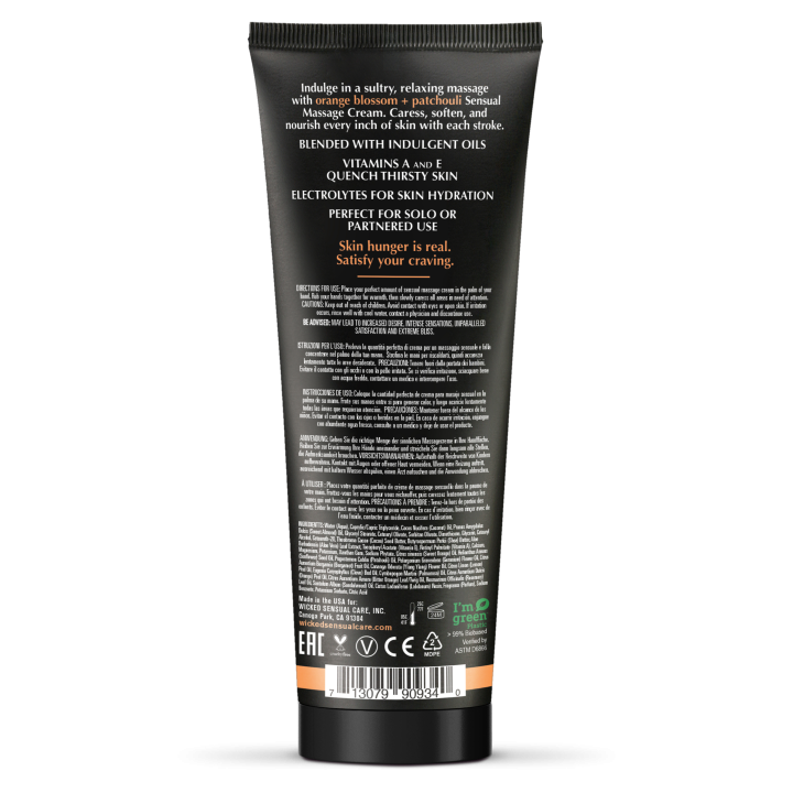 WICKED SENSUAL MASSAGE CREAM 120ML ORANGE BLOSSOM AND PATCHOULI SCENTED