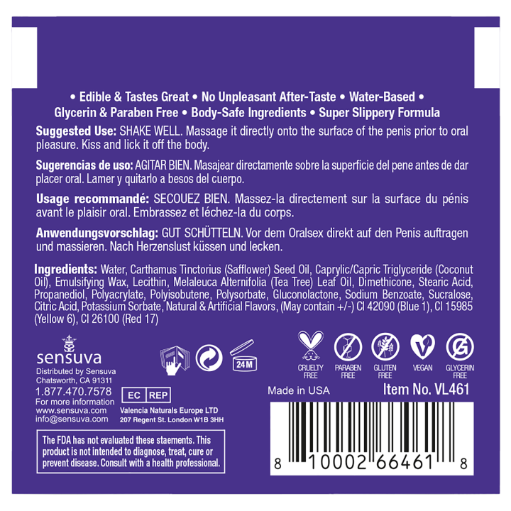 SENSUVA LIC-O-LICIOUS ORAL DELIGHT CREAM BLUEBERRY MUFFIN 6 ML