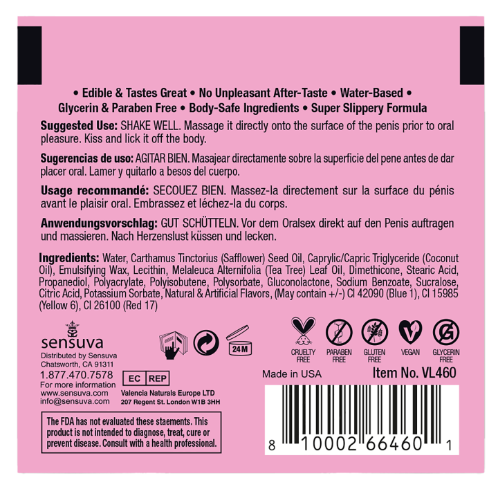 SENSUVA LIC-O-LICIOUS ORAL DELIGHT CREAM COTTON CANDY 6 ML