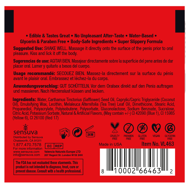 SENSUVA LIC-O-LICIOUS ORAL DELIGHT CREAM WATERMELON 6 ML