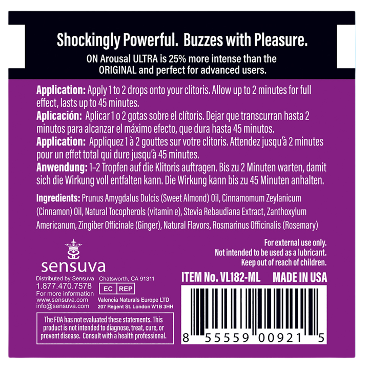 SENSUVA ON ULTRA AROUSAL OIL 75 PIECE SINGLE USE TUB