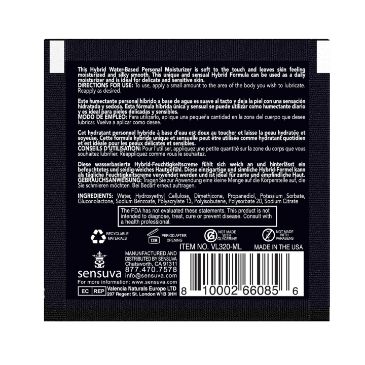 SENSUVA HYBRID PERSONAL MOISTURIZER ORIGINAL UNFLAVORED 6 ML