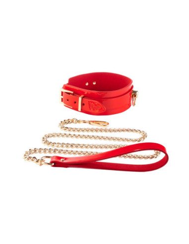 KINKY DIVA O-RING COLLAR + LEASH RED/GOLD