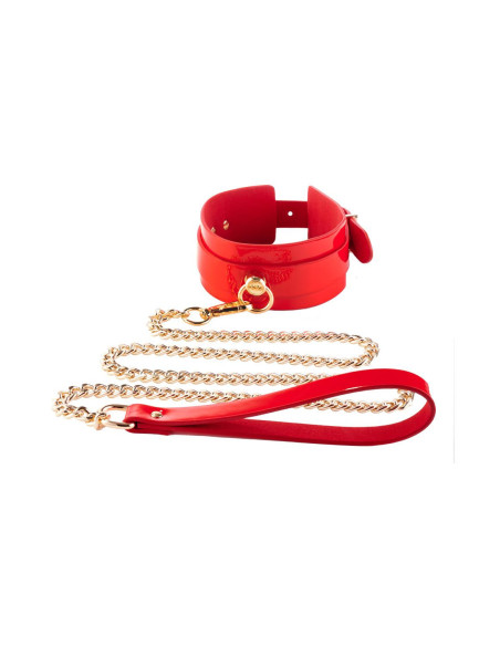 KINKY DIVA O-RING COLLAR + LEASH RED/GOLD