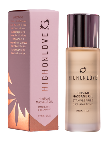HIGH ON LOVE MASSAGE OIL STRAWBERRIES AND CHAMPAGNE MINI 30 ML