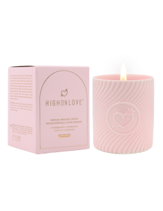 HIGH ON LOVE PINK MASSAGE CANDLE STRAWBERRIES AND CHAMPAGNE 220ML