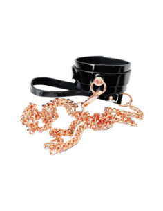 KINKY DIVA O-RING COLLAR + LEASH BLACK/GOLD