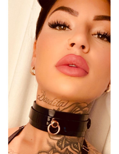 KINKY DIVA O-RING COLLAR + LEASH BLACK/GOLD