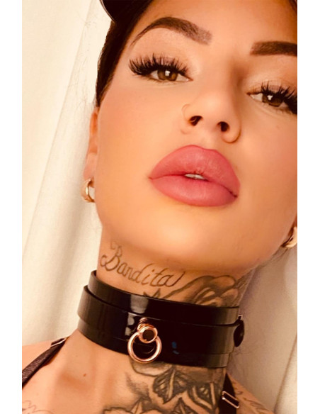 KINKY DIVA O-RING COLLAR + LEASH BLACK/GOLD
