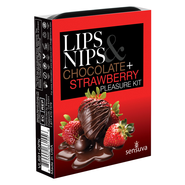 SENSUVA LIPS AND NIPS PLEASURE KIT CHOCOLATE NIP ZIP AND LTD EDITION CHOCOLATE STRAWBERRY XBALM