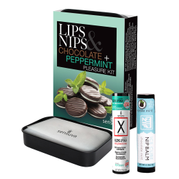 SENSUVA LIPS AND NIPS PLEASURE KIT CHOCOLATE NIP ZIP AND CHOCOLATE PEPPERMINT LTD EDITION XBALM