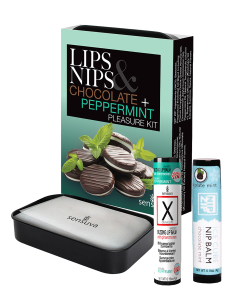 SENSUVA LIPS AND NIPS PLEASURE KIT CHOCOLATE NIP ZIP AND CHOCOLATE PEPPERMINT LTD EDITION XBALM