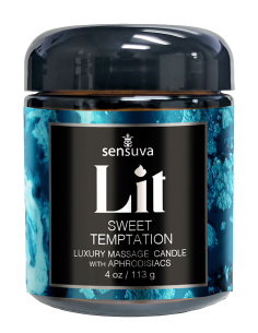 SENSUVA LIT SWEET TEMPTATION LUXURY MASSAGE CANDLE VANILLA, SUGAR AND SWEET PEA