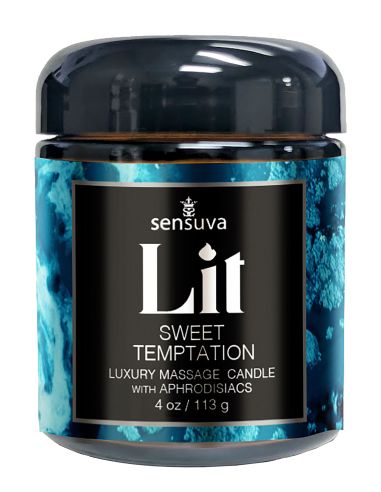 ssasaSENSUVA LIT SWEET TEMPTATION LUXURY MASSAGE CANDLE VANILLA, SUGAR AND SWEET PEA