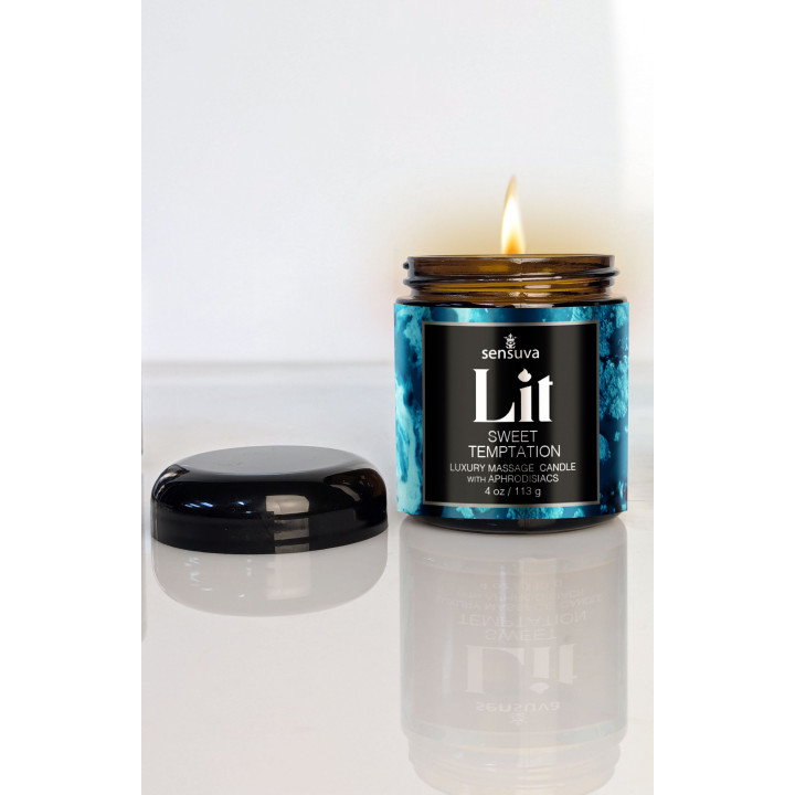 SENSUVA LIT SWEET TEMPTATION LUXURY MASSAGE CANDLE VANILLA, SUGAR AND SWEET PEA