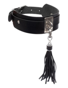 KINKY DIVA TEASING TASSEL COLLAR BLACK/SILVER