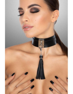 KINKY DIVA TEASING TASSEL COLLAR BLACK/SILVER 2