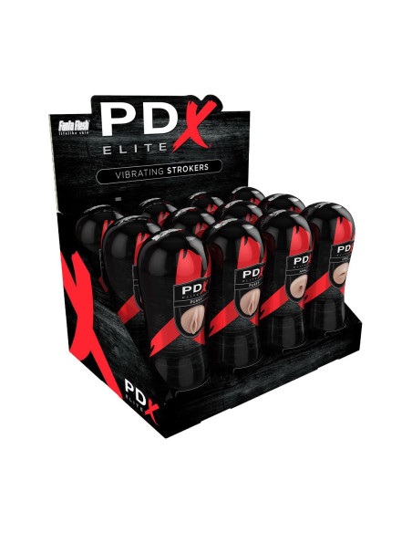 PDX ELITE PIPEDREAM EXTREME ELITE VIBRATING STROKER DISPLAY - 12 PCS LIGHT
