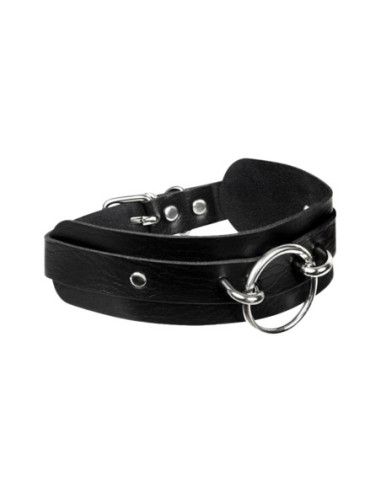 KINKY DIVA O-RING FRONT COLLAR BLACK/SILVER