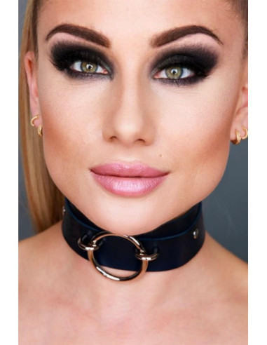 KINKY DIVA O-RING FRONT COLLAR BLACK/SILVER