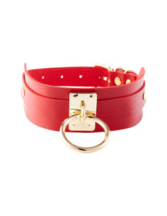KINKY DIVA O-RING COLLAR RED/GOLD