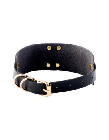 KINKY DIVA O-RING COLLAR BLACK/GOLD