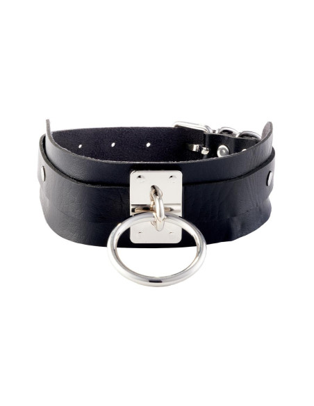 KINKY DIVA O-RING COLLAR BLACK/SILVER