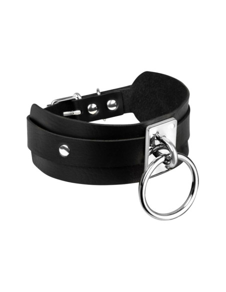 KINKY DIVA O-RING COLLAR BLACK/SILVER