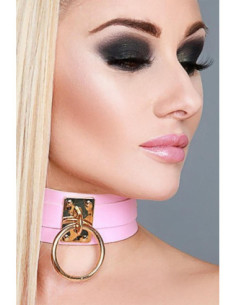 KINKY DIVA O-RING COLLAR PINK/GOLD 2