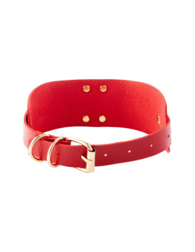 KINKY DIVA HEART LOCK & KEY COLLAR RED/GOLD