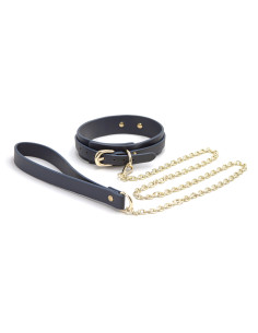 BONDAGE COUTURE COLLAR AND LEASH BLUE