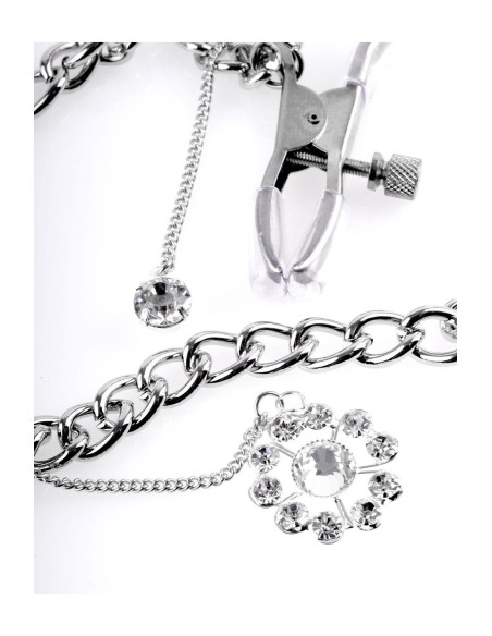 FETISH FANTASY SERIES CRYSTAL NIPPLE CLAMPS SILVER