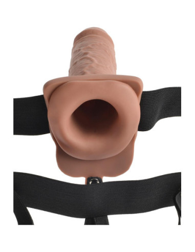 FETISH FANTASY SERIES 7 INCH HOLLOW STRAP-ON WITH REMOTE TAN