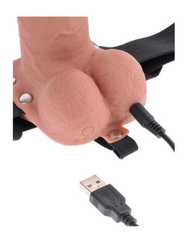 FETISH FANTASY SERIES 7 INCH HOLLOW STRAP-ON WITH REMOTE TAN