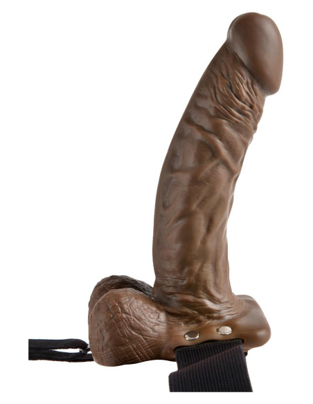 FETISH FANTASY SERIES 7 INCH HOLLOW STRAP-ON WITH BALL BROWN