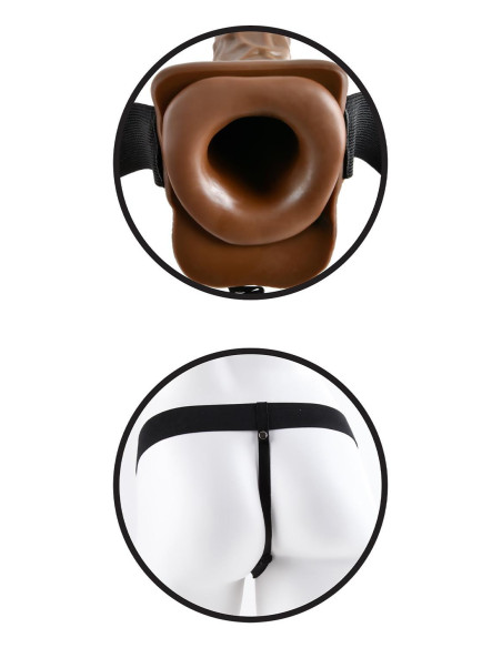FETISH FANTASY SERIES 7 INCH HOLLOW STRAP-ON WITH BALL BROWN