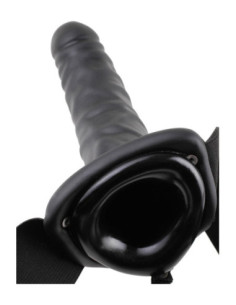 FETISH FANTASY SERIES 8 INCH VIBRATING HOLLOW STRAP-ON BLACK 2