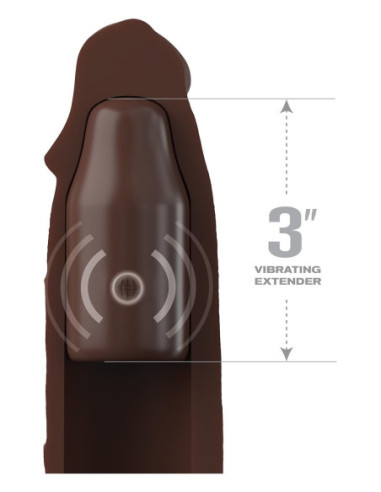 FANTASY X-TENSIONS ELITE 9 INCH SLEEVE VIBRATING 3 INCH PLUG WITH REMOTE BROWN