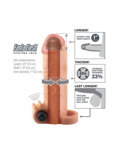 FANTASY X-TENSIONS VIBRATING REAL FEEL 1 INCH EXTENSION LIGHT